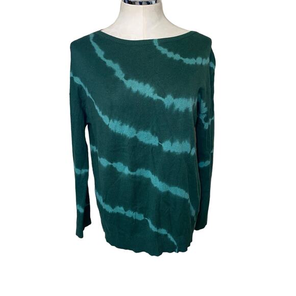 J. Jill Kale Green Tie-Dye Striped Boat-Neck Pullover Sweater Size XS - Picture 3 of 10